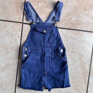 Vintage Blue Denim Overalls with pink stitching